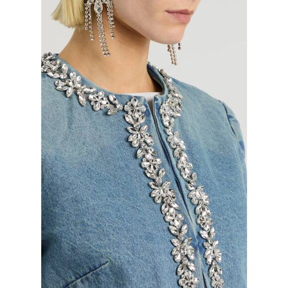 Zimmermann Crush Crystal Embellished Denim Jacket in Blue Moon AU 0 US 4 - Picture 5 of 7